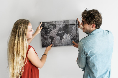Magnetická tabuľa na stenu betónová mapa sveta