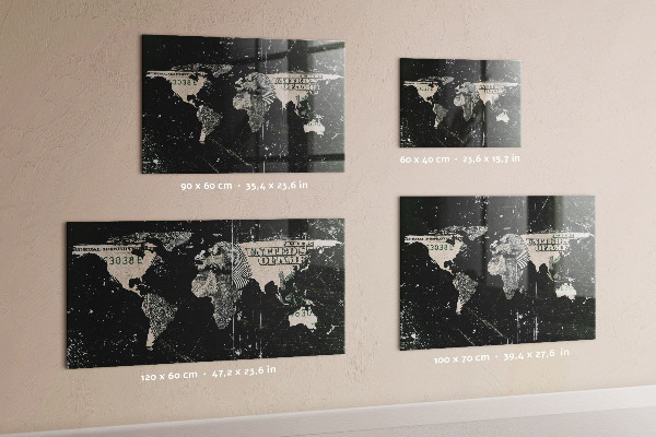Magnetická tabuľa na stenu Mapa sveta s dolárom