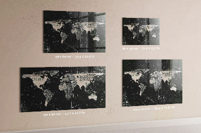 Magnetická tabuľa na stenu Mapa sveta s dolárom