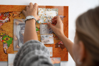 Magnetická tabuľa na stenu Mapa sveta s vlajkami