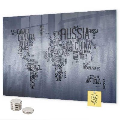 Magnetická tabuľa mapa sveta s titulkami