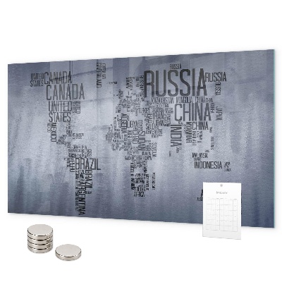 Magnetická tabuľa mapa sveta s titulkami