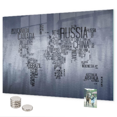 Magnetická tabuľa mapa sveta s titulkami
