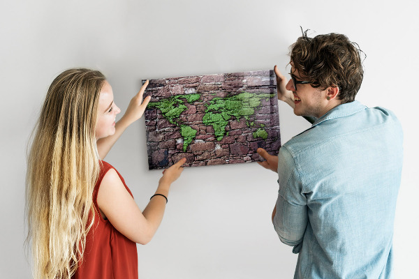 Magnetická tabuľa Mapa sveta z tehál