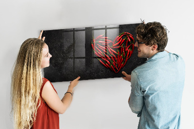 Magnetická popisovateľná tabuľa Srdce z paprík a fotiek spomienok