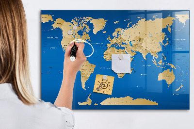 Magnetická popisovateľná tabuľa Mapa sveta s miestami na označenie