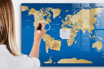 Magnetická popisovateľná tabuľa Mapa sveta s miestami na označenie