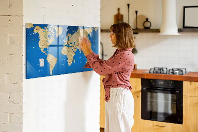 Magnetická popisovateľná tabuľa Mapa sveta s miestami na označenie