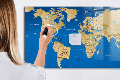 Magnetická popisovateľná tabuľa Mapa sveta s miestami na označenie