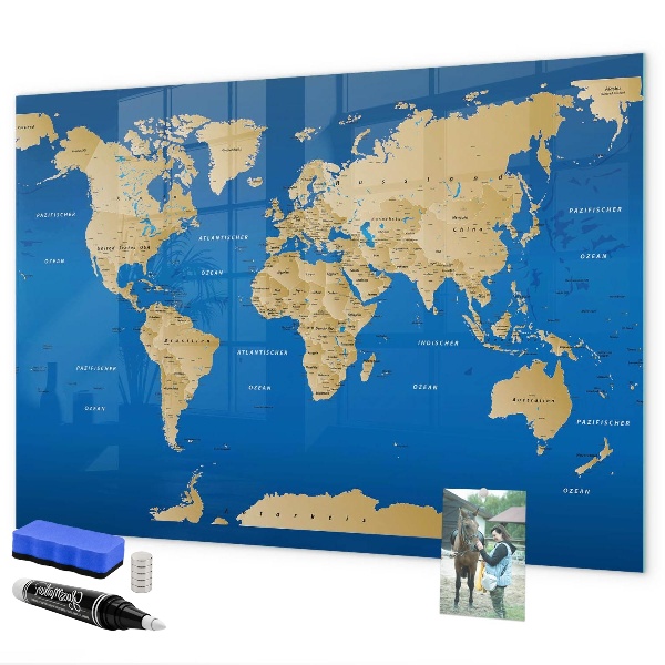 Magnetická popisovateľná tabuľa Mapa sveta s miestami na označenie