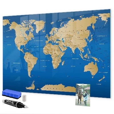 Magnetická popisovateľná tabuľa Mapa sveta s miestami na označenie
