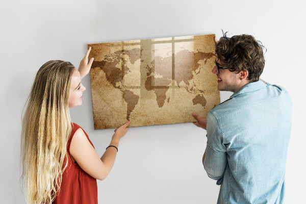 Kresliaca magnetická tabuľa Mapa sveta ako inšpiratívna tabuľa