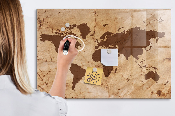 Magnetická popisovateľná tabuľa Mapa sveta na zapisovanie spomienok