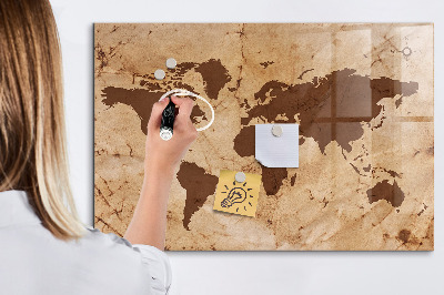 Magnetická popisovateľná tabuľa Mapa sveta na zapisovanie spomienok
