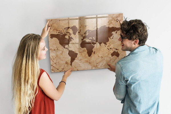 Magnetická popisovateľná tabuľa Mapa sveta na zapisovanie spomienok