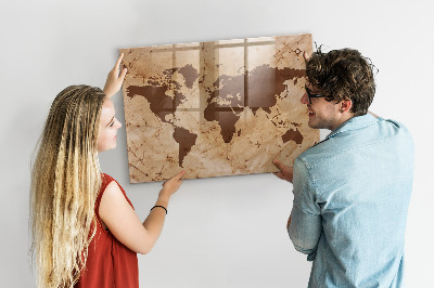 Magnetická popisovateľná tabuľa Mapa sveta na zapisovanie spomienok