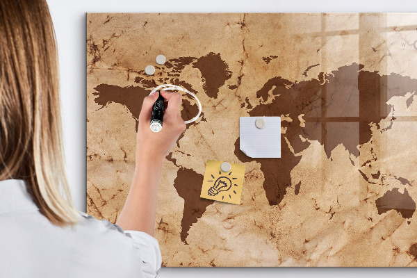 Magnetická popisovateľná tabuľa Mapa sveta na zapisovanie spomienok