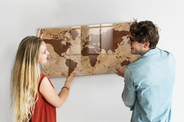 Magnetická popisovateľná tabuľa Mapa sveta na zapisovanie spomienok