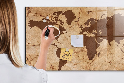 Magnetická popisovateľná tabuľa Mapa sveta na zapisovanie spomienok