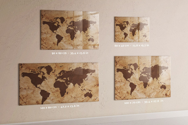 Magnetická popisovateľná tabuľa Mapa sveta na zapisovanie spomienok