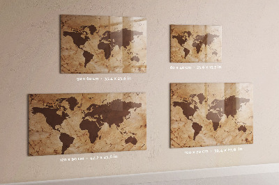 Magnetická popisovateľná tabuľa Mapa sveta na zapisovanie spomienok