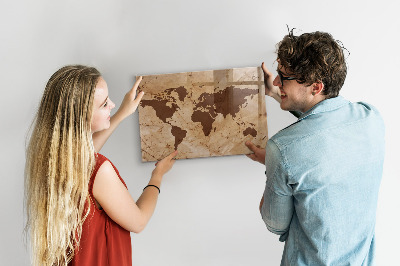 Magnetická popisovateľná tabuľa Mapa sveta na zapisovanie spomienok