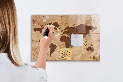 Magnetická popisovateľná tabuľa Mapa sveta na zapisovanie spomienok