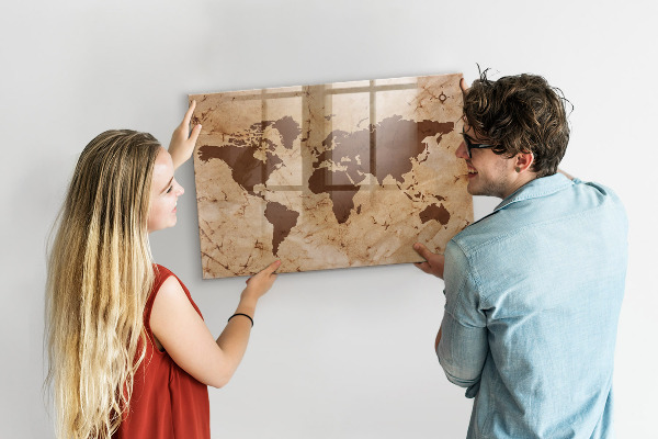 Magnetická popisovateľná tabuľa Mapa sveta na zapisovanie spomienok