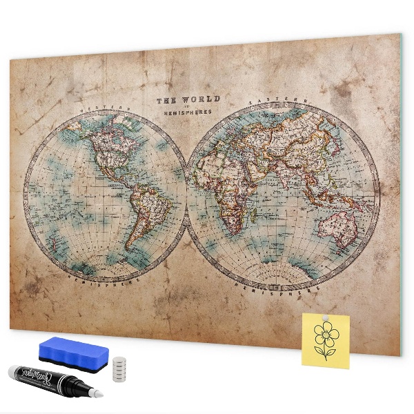 Kresliaca magnetická tabuľa Mapa sveta s priestorom na fotografie