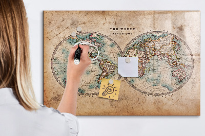 Kresliaca magnetická tabuľa Mapa sveta s priestorom na fotografie