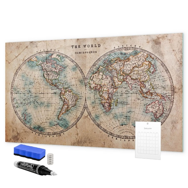 Kresliaca magnetická tabuľa Mapa sveta s priestorom na fotografie