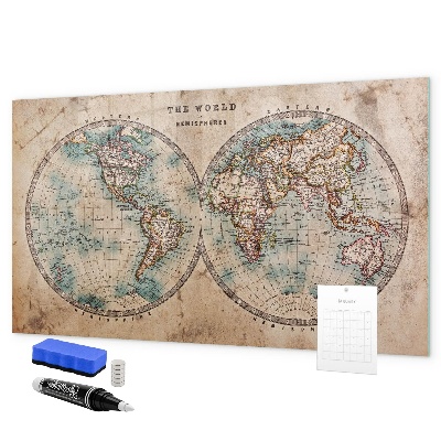 Kresliaca magnetická tabuľa Mapa sveta s priestorom na fotografie