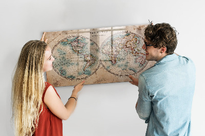 Kresliaca magnetická tabuľa Mapa sveta s priestorom na fotografie