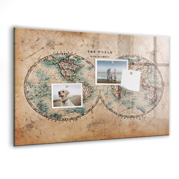 Kresliaca magnetická tabuľa Mapa sveta s priestorom na fotografie