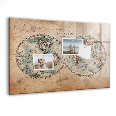 Kresliaca magnetická tabuľa Mapa sveta s priestorom na fotografie