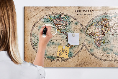 Kresliaca magnetická tabuľa Mapa sveta s priestorom na fotografie