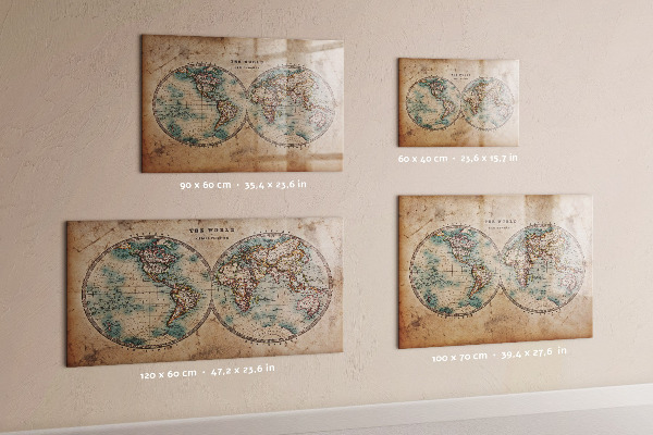Kresliaca magnetická tabuľa Mapa sveta s priestorom na fotografie