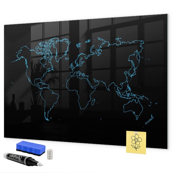 Magnetická popisovateľná tabuľa Mapa sveta s miestami fotenia