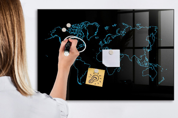 Magnetická popisovateľná tabuľa Mapa sveta s miestami fotenia