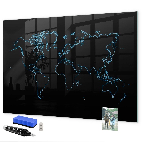 Magnetická popisovateľná tabuľa Mapa sveta s miestami fotenia