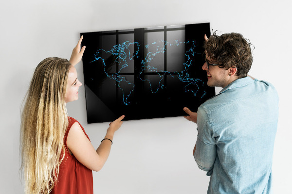 Magnetická popisovateľná tabuľa Mapa sveta s miestami fotenia