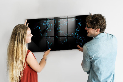 Magnetická popisovateľná tabuľa Mapa sveta s miestami fotenia