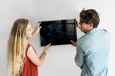 Magnetická popisovateľná tabuľa Mapa sveta s miestami fotenia