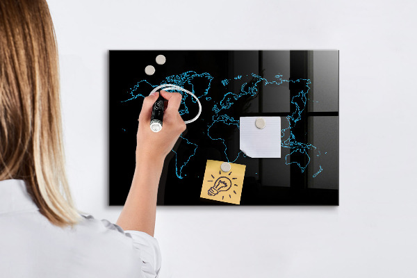 Magnetická popisovateľná tabuľa Mapa sveta s miestami fotenia