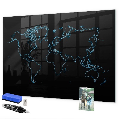Magnetická popisovateľná tabuľa Mapa sveta s miestami fotenia