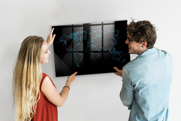 Magnetická popisovateľná tabuľa Mapa sveta s miestami fotenia