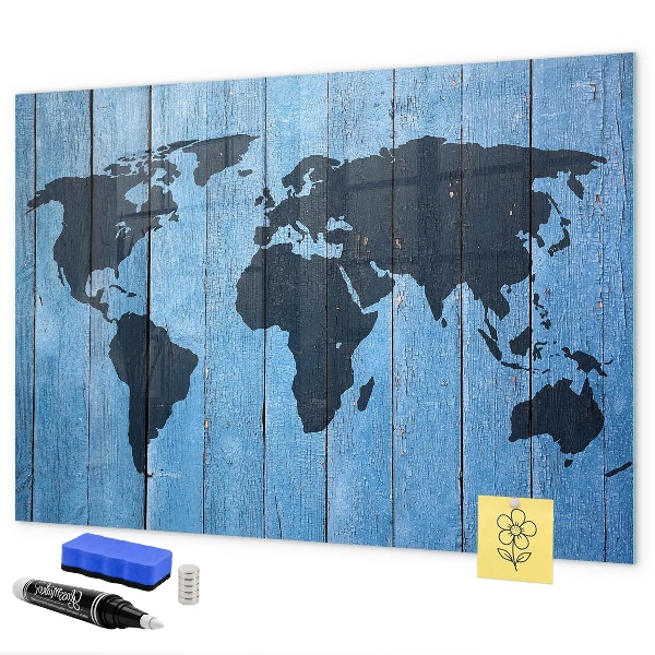 Magnetická popisovateľná tabuľa Mapa sveta s miestami fotenia