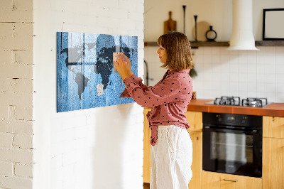 Magnetická popisovateľná tabuľa Mapa sveta s miestami fotenia