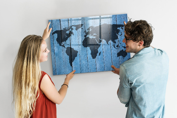 Magnetická popisovateľná tabuľa Mapa sveta s miestami fotenia