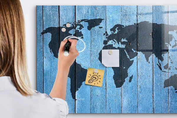 Magnetická popisovateľná tabuľa Mapa sveta s miestami fotenia